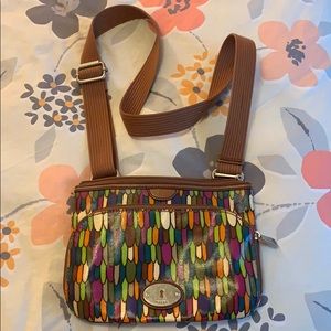 Fossil Feather KeyPer purse, multicolor, EUC